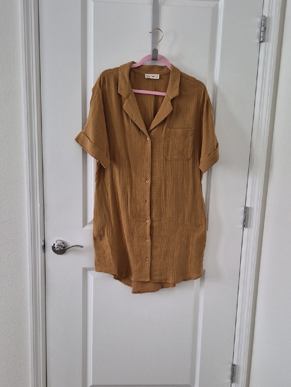 Mustard Button-Down Shirt Dress